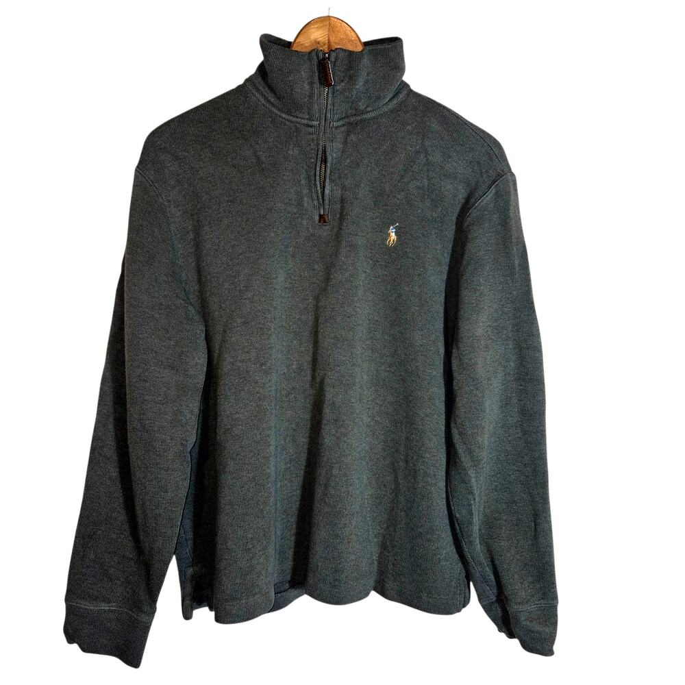 Vintage Polo Ralph Lauren Quarter Zip Pull Over Sweatshirt Embroidered Pony L